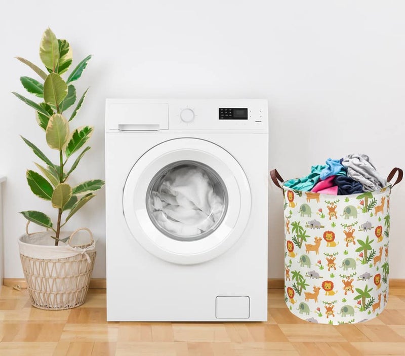 Essme Kids Laundry Hamper,Jungle Laundry Basket Collapsible Greeen Hamper for Kids Room Decor, Animal Hamper,Woodland Storage Basket, Nursery Hamper,Gift Baskets.(Jungle animal) - Image 5